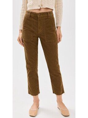 AMO Easy Army Corduroy Size 27 Cumin NWT Raw Hem NWT Stretchy Cropped Pockets